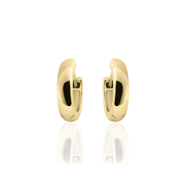 Silver Gold Plated Half Round Hoop Earrings 13.5mm