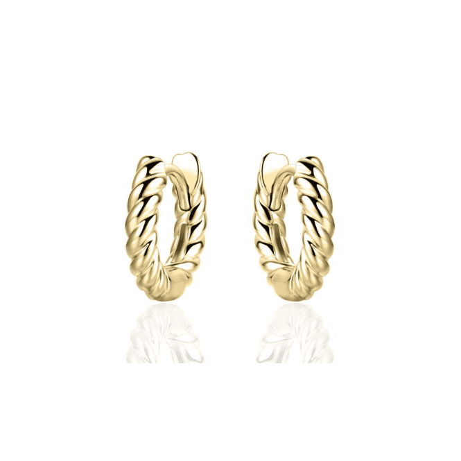 Silver Gold Plated Rope Twist Round Hoop Earrings 13.5mm