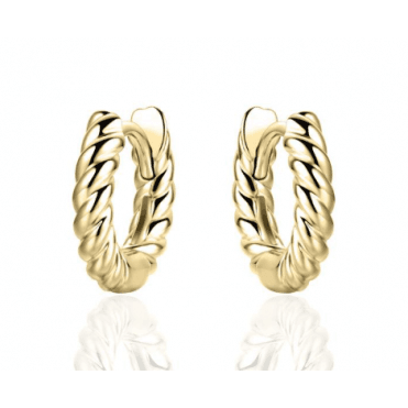 Silver Gold Plated Rope Twist Round Hoop Earrings 13.5mm