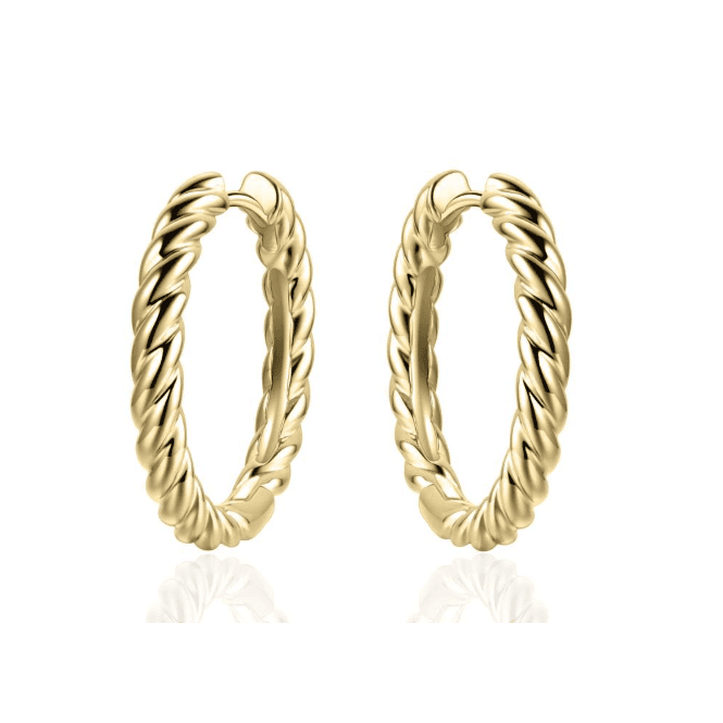 Silver Gold Plated Rope Twist Round Hoop Earrings 22mm