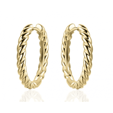 Silver Gold Plated Rope Twist Round Hoop Earrings 22mm
