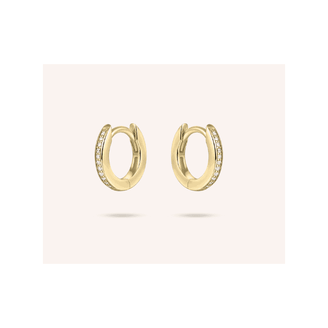 Silver Gold Plated Stone Set Half Round Hoop Earrings 12mm