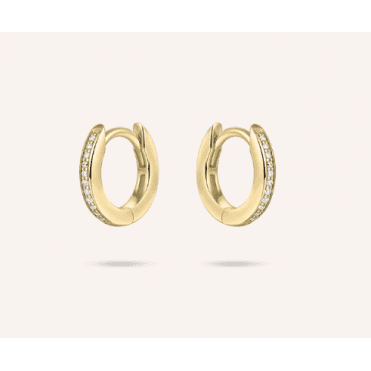 Silver Gold Plated Stone Set Half Round Hoop Earrings 12mm