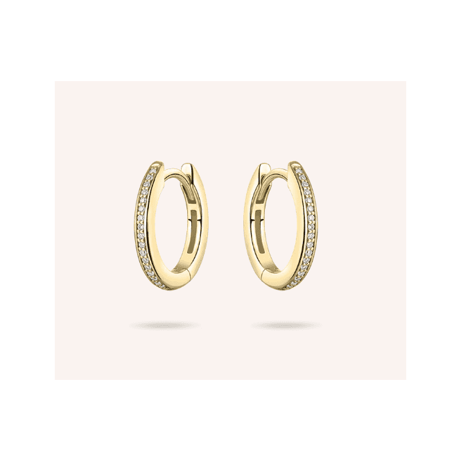 Silver Gold Plated Stone Set Half Round Hoop Earrings 15m