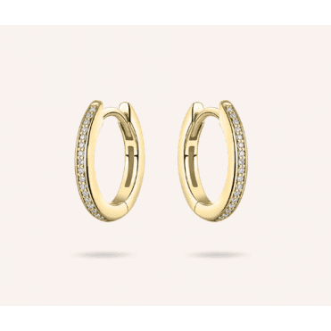 Silver Gold Plated Stone Set Half Round Hoop Earrings 15m
