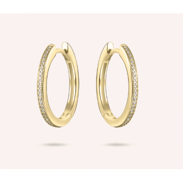Silver Gold Plated Stone Set Half Round Hoop Earrings 20mm