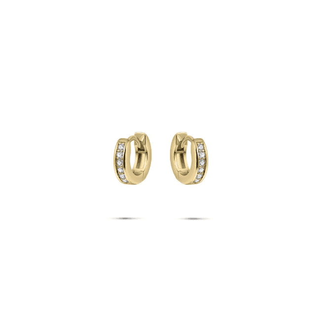 Silver Gold Plated Stone Set  Round Hoop Earrings 12mm