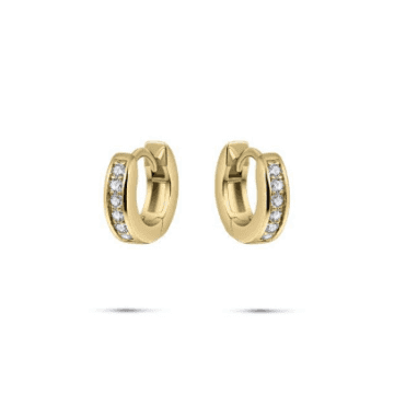 Silver Gold Plated Stone Set  Round Hoop Earrings 12mm