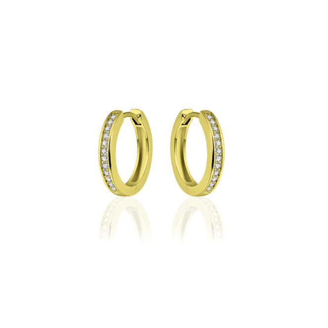 Silver Gold Plated Stone Set  Round Hoop Earrings 20MM