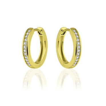 Silver Gold Plated Stone Set  Round Hoop Earrings 20MM