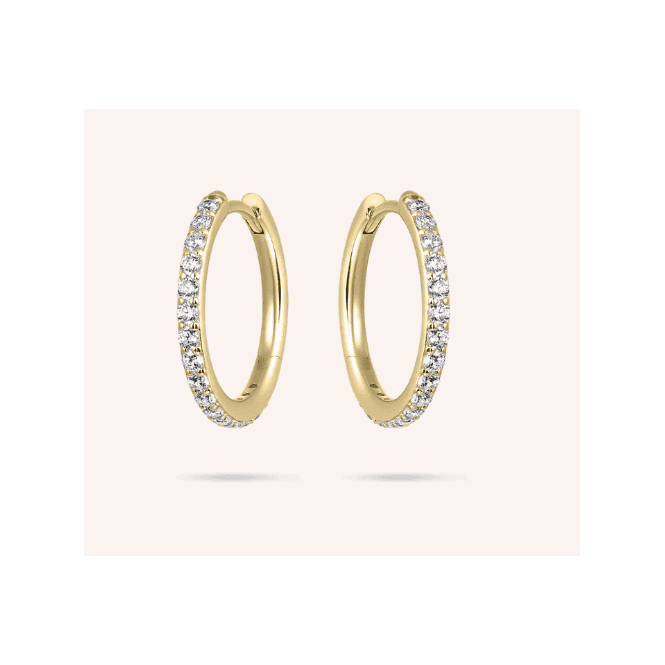 Silver Gold Plated Stone Set Sparkling Large Hoop Earrings 20mm