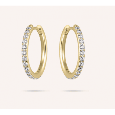Silver Gold Plated Stone Set Sparkling Large Hoop Earrings 20mm