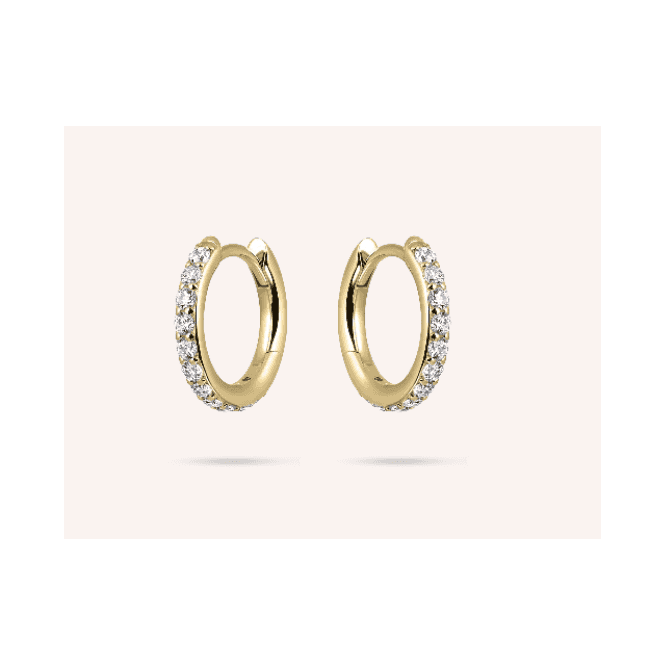 Silver Gold Plated Stone Set Sparkling Medium Hoop Earrings 15mm