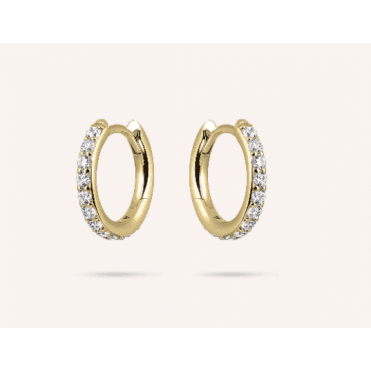 Silver Gold Plated Stone Set Sparkling Medium Hoop Earrings 15mm