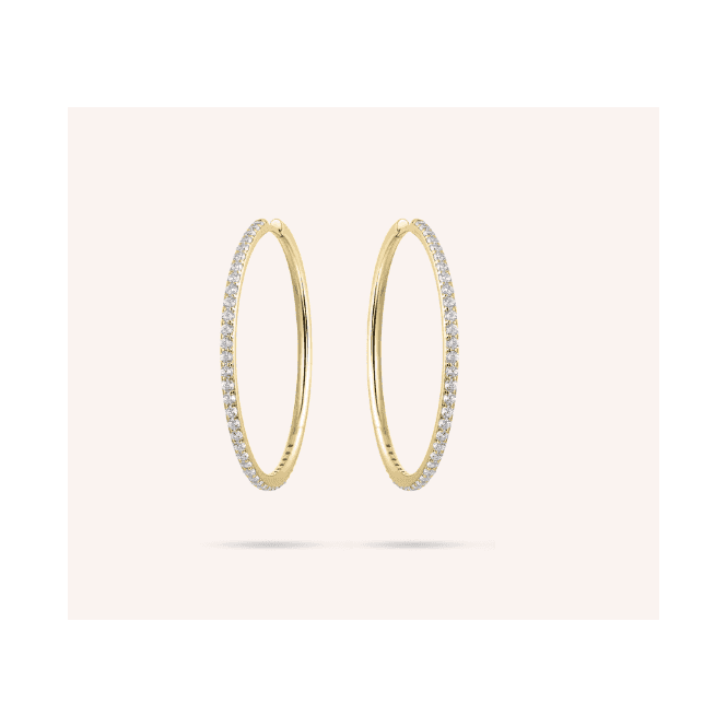 Silver Gold Plated Stone Set Sparkling Oversized Hoop Earrings 40mm