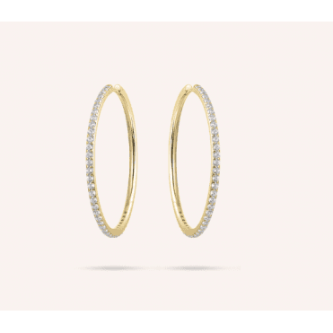 Silver Gold Plated Stone Set Sparkling Oversized Hoop Earrings 40mm