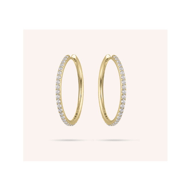 Silver Gold Plated Stone Set Sparkling Statement Hoop Earrings 30mm