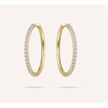 Silver Gold Plated Stone Set Sparkling Statement Hoop Earrings 30mm
