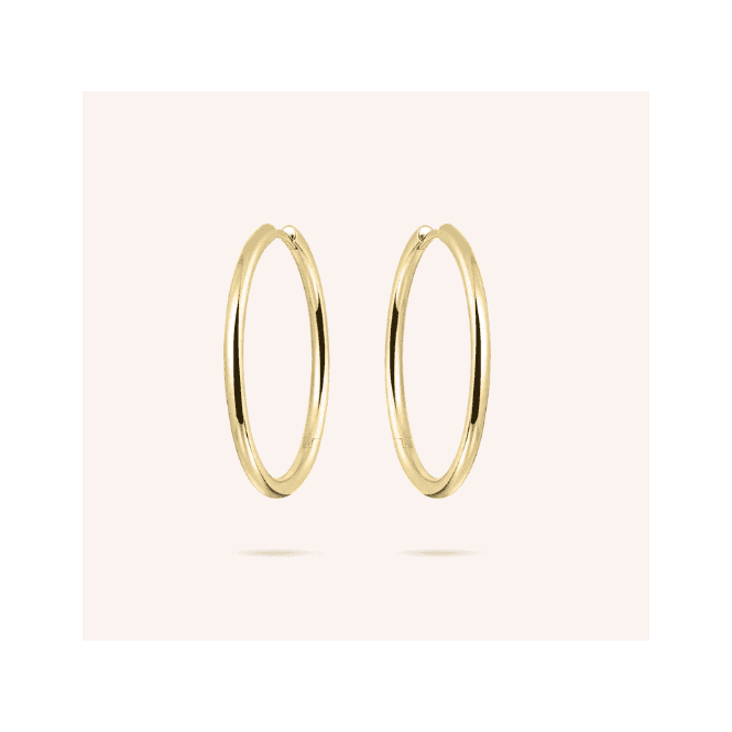 Silver Gold Plated Tube Statement Hoop Earrings 30mm