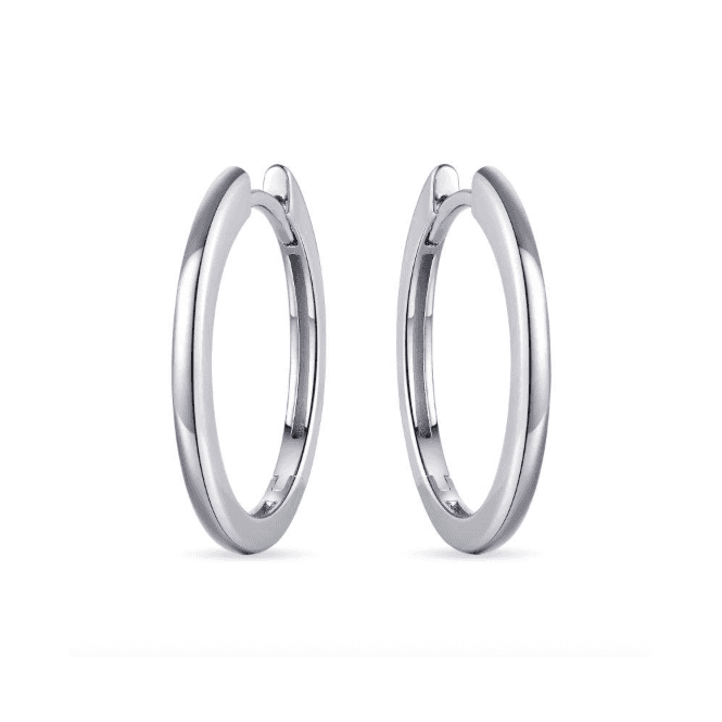 Silver Half Round Hoop Earrings 22mm