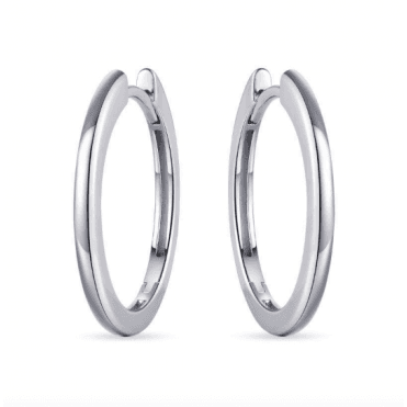 Silver Half Round Hoop Earrings 22mm