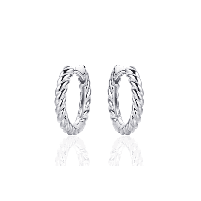Silver Rope Hoop Earrings 18mm