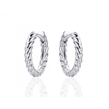 Silver Rope Hoop Earrings 18mm