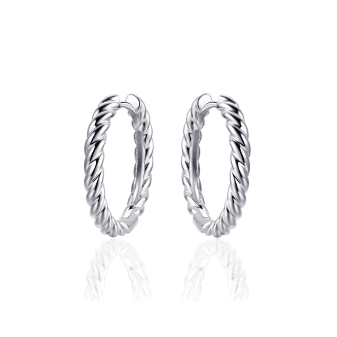 Silver Rope Hoop Earrings 22mm