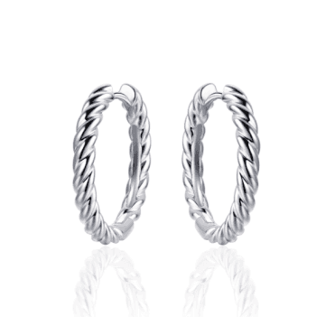 Silver Rope Hoop Earrings 22mm