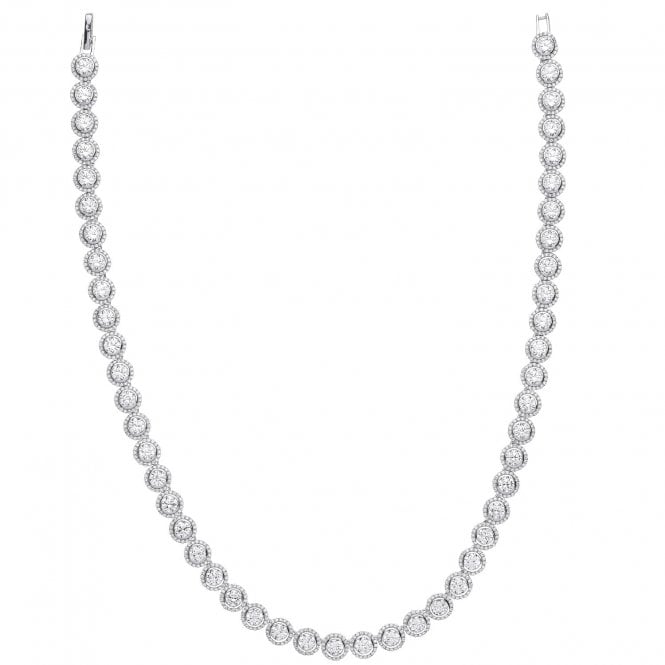 Silver Rubover Round Cz Halo Style Tennis Collarette