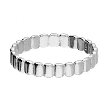 Sterling Silver Ring Baguette Ribbed Band