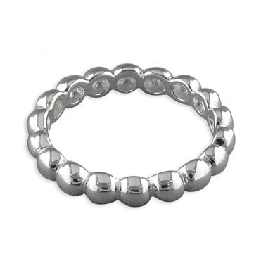 Sterling Silver Ring Bead Look Band