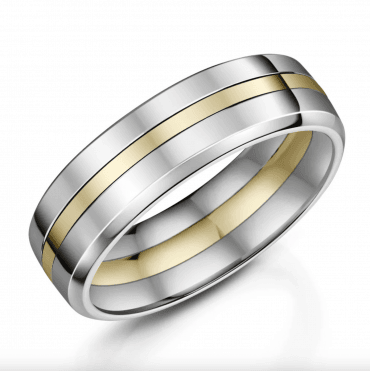 Titanium & 9ct Gold 7mm Wedding Ring