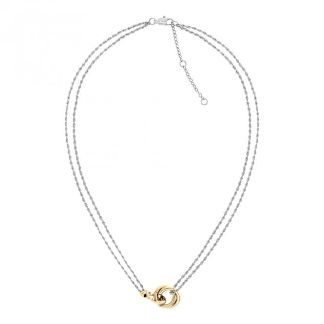 Two Tone Nautical Knot Double Chain Necklace