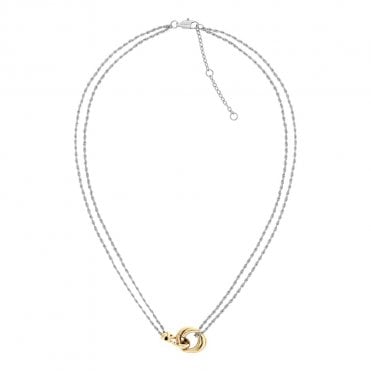 Two Tone Nautical Knot Double Chain Necklace